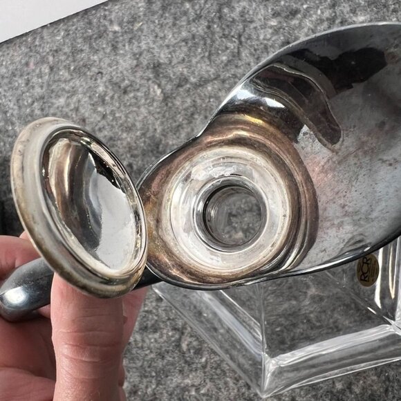 VTG RCR Royal Crystal Rock Hexagonal Decanter Patina Silver Handle & Spout - Picture 10 of 16